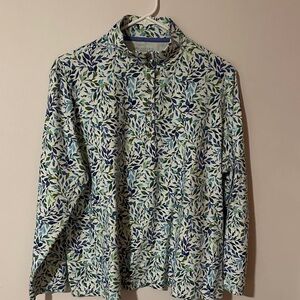 Appleseed's Blue and Green Leaf Print‎ Shirt